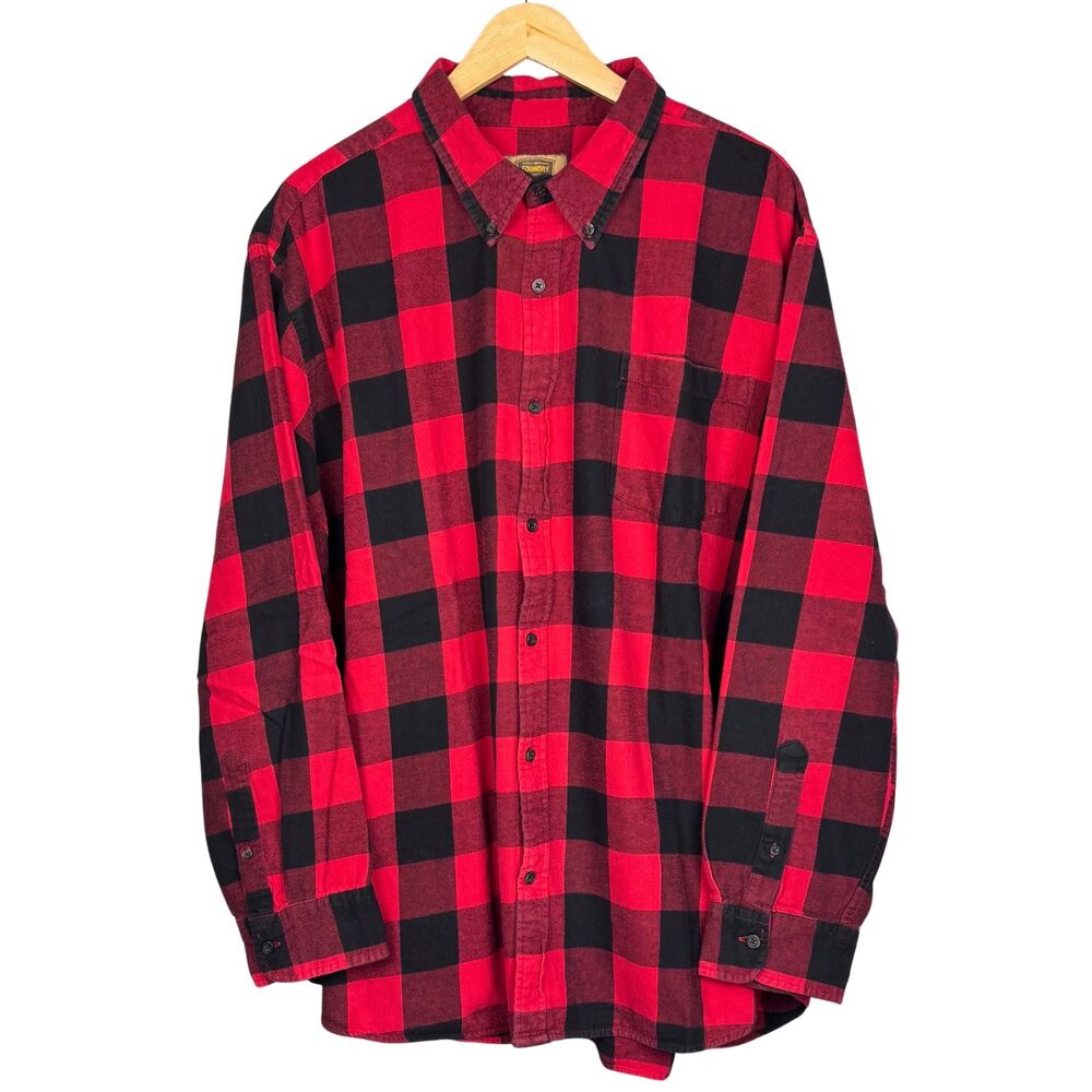 Foundry Mens Super Soft Shirt Flannel Buffalo Check Button Up Pocket 3XL Y2K